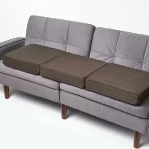 Brown Suede Orthopaedic Foam 3 Seater Booster Cushion - Brown - Homescapes