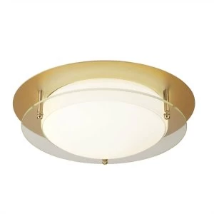 Integrated LED 1 Light Semi Flush Gold, White IP44