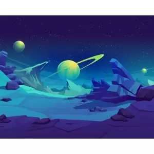 Origin Murals Space Landscape Blue Wall Mural - 3.5 x 2.8m