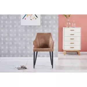 Zarah Faux Leather Chair Luxury Dinette Chairs Living Room, Dessert Shop, Cafe, Hotel, Restaurant Padded Seating Beige Brown Single - Beige Brown