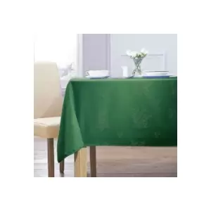 Damask Rose Tablecloth 70x108 Rectangle For Dining Table Easycare - Forest Green