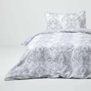 HOMESCAPES Grey French Toile Patterned Duvet Cover Set, Single - Grey