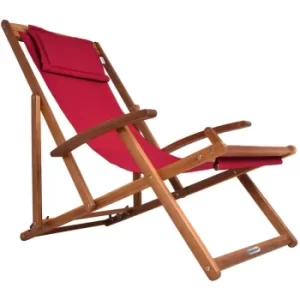 Wooden Deck Chair Acacia Wood 4 Different Colours Red