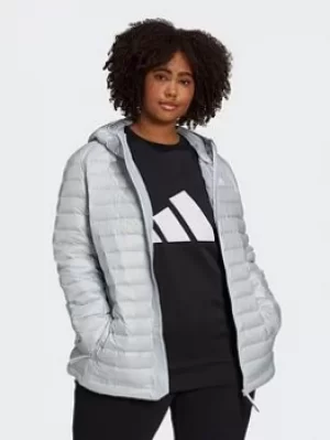 adidas Varilite Down Hooded Insulation Jacket (plus Size), Blue, Size 1X, Women