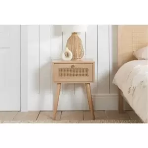 Croxley 1 Drawer Rattan Bedside Oak - Oak