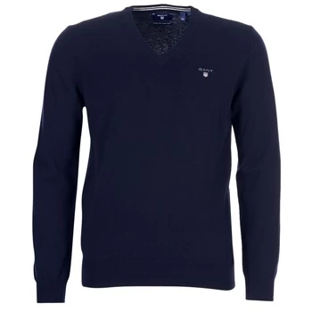 Gant SUPER FINE LAMBSWOOL V-NECK mens in Blue - Sizes S