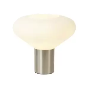 Luminosa Lighting - Luminosa Wide Table Lamp, 1 x E27, Satin Nickel, Opal Glass