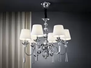 Mercury 6 Light Crystal Multi Arm Chandelier Chrome with Shades, E14