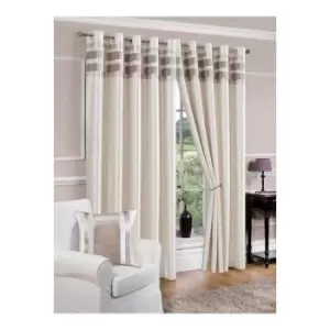 Isabella Rose Denver Lined Eyelet Curtains - Ivory - 229cm (90") X 229cm (90") TJ Hughes