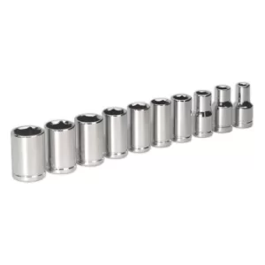 Socket Set 10PC 1/4" Sq. Drive 6PT WallDrive Metric