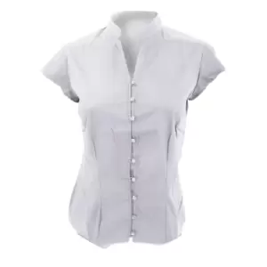 Kustom Kit Ladies Continental Blouse Mandarin Collar Cap Sleeve (14 UK) (White)