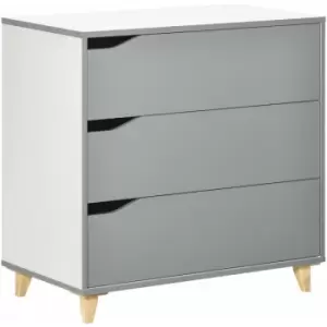 HOMCOM Chest of Drawers, 3 Drawer Unit Storage Organiser for Bedroom, Grey - Grey