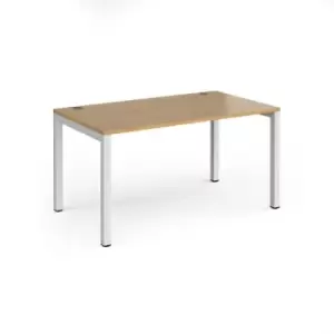 Bench Desk Single Person Rectangular Desk 1400mm Oak Tops With White Frames 800mm Depth Connex