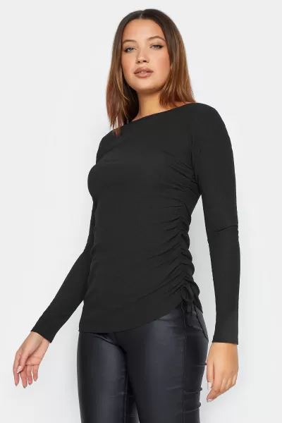 Long Tall Sally Tall Long Sleeve Ruched Top Black