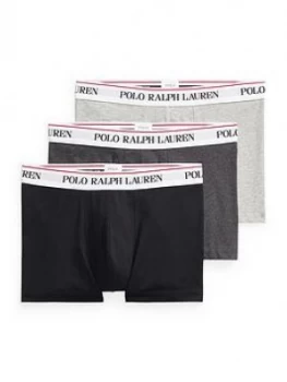 Polo Ralph Lauren 3 Pack White Waistband Trunks - Black/Grey