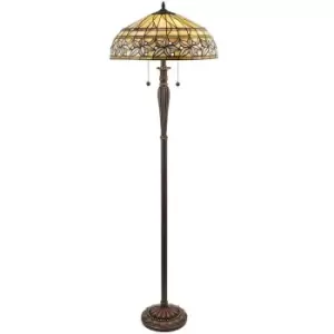 Floral Tiffany Glass Floor Lamp - Dark Bronze Finish - 2 x 60W E27 GLS Required