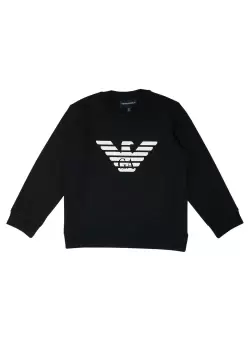 Emporio Armani Kids Classic Sweatshirt In Black Eagle