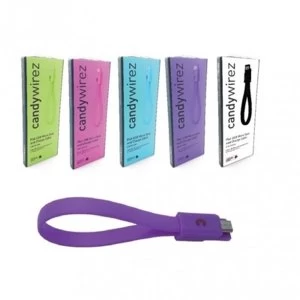 Candywirez USB 2.0 A (M) to USB 2.0 Micro B (M) 0.15m / 6" Purple Magnetic Silicon Tangle-Free Data Cable