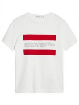 Calvin Klein Jeans Boys Short Sleeve Flock T-Shirt - White