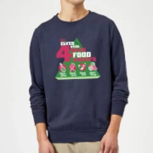 Elf Food Groups Christmas Sweatshirt - Navy - M