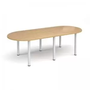 Radial end meeting table 2400mm x 1000mm with 6 white radial legs -