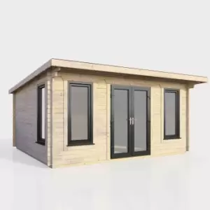 Power 16' x 12' Pent Log Cabin - Central Doors