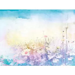 Origin Murals Daisy Meadow Purple Wall Mural - 3.5 x 2.8m