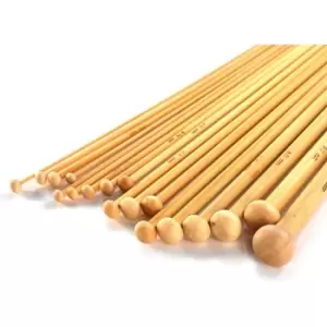 Bamboo Knitting Needles Set - 36 Pcs Pukkr - Natural