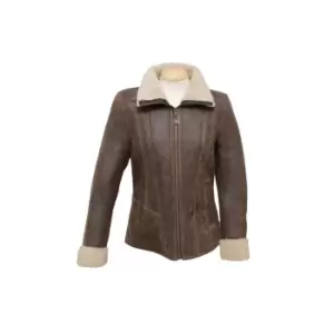 Eastern Counties Leather Womens/Ladies Krissy Aviator Sheepskin Coat (14) (Chocolate Forest)