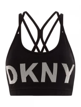 DKNY Low impact tonal sport bra Black White