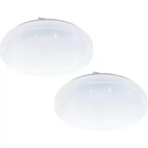 2 PACK Flush Ceiling Light White Shade White Plastic With Crystal Effect LED 12W