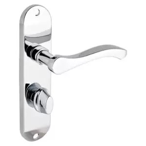 Capri Polished Chrome Lever Bathroom Door Handle - 1 Pair