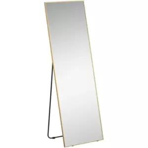 HOMCOM Full Length Mirror Dressing Mirror Wall-Mounted Entryway Gold Frame - Gold Tone