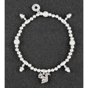 Country Squirrel Acorns Silver Plated Bracelet