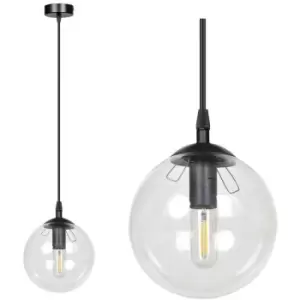 Emibig Cosmo Black Globe Pendant Ceiling Light with Clear Glass Shades, 1x E14