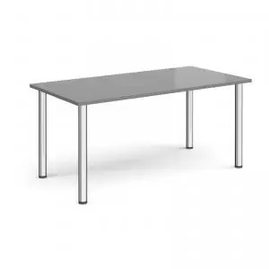 Semi circular chrome radial leg meeting table 1600mm x 800mm - onyx