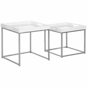 HOMCOM Modern Square Nest Coffee Table Set Of 2 White