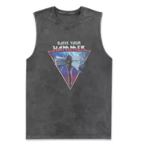 Marvel Thor - Love and Thunder Raise Your Hammer Axe Unisex Vests - Black Acid Wash - M