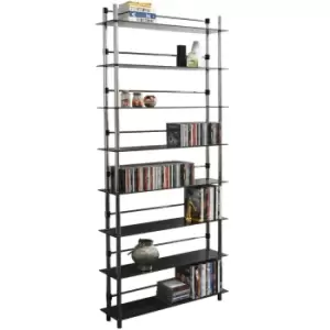 Techstyle 8 Tier 344 DVD / Bluray / 520 Cd / Media Storage Shelves Black / Silver