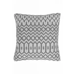 Halsey Hand Made Geometric Flatweave Kitchen Garden Indoor Outdoor Grey Cushion 45 x 45cm (15''x15'') Pillow