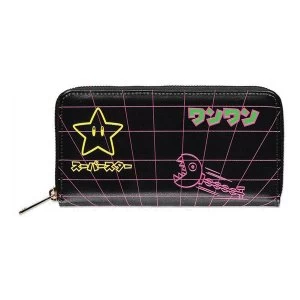 Nintendo - Neon Retro Characters Outline Wallet Purse - Black