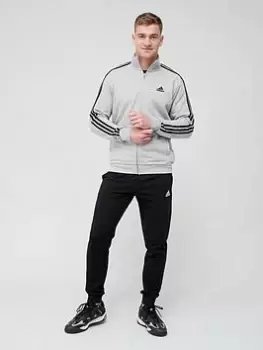 adidas Sportswear Basic 3-Stripes French Terry Tracksuit, Medium Grey Heather, Size 2XL, Men