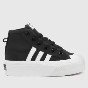 Adidas Black & White Nizza Platform Mid Junior Trainers