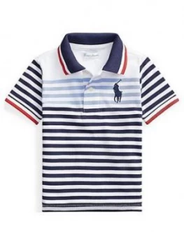 Ralph Lauren Baby Boys Short Sleeve Stripe Polo - Navy, Size 9 Months