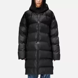 Rains Alta Long Coated-Shell Puffer Jacket - L