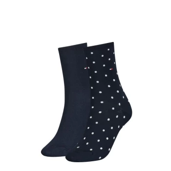 Tommy Bodywear Hilfiger Dot Crew Socks 2 Pack Ladies - Blue