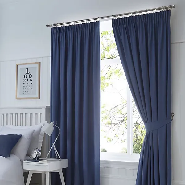 Fusion Fusion - Dijon Blackout Pencil Pleat Lined Curtains, Navy, 90 x 72" DJNNN90720LZU