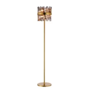 Lysander 8 Light G9, Floor Lamp, Brass, Smoke