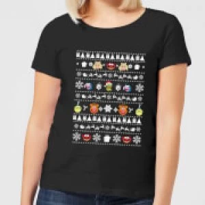 Muppets Pattern Womens Christmas T-Shirt - Black - M