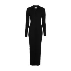 CALVIN KLEIN Wool Tencel Rib Dress - Black